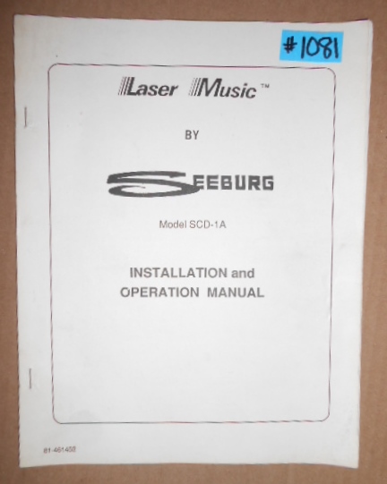 SEEBURG MODEL SCD-1A Jukebox INSTALLATION and OPERATION MANUAL #1081